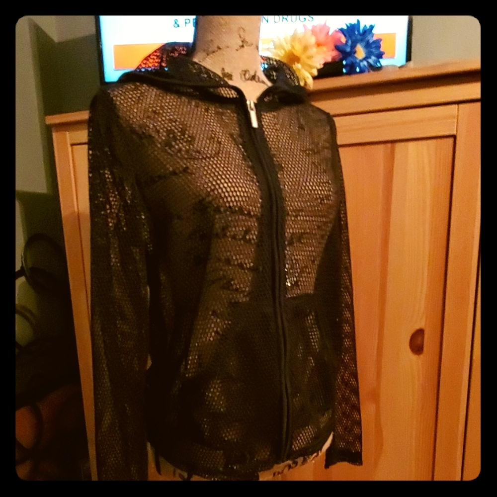 Mesh Jacket w Pockets and Hood, Black